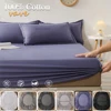 Fitted Bed Sheet With Elastic Band Solid Color Mattress Covers Protector For Single Double King Bed 100% Cotton 150/160/180x200 3