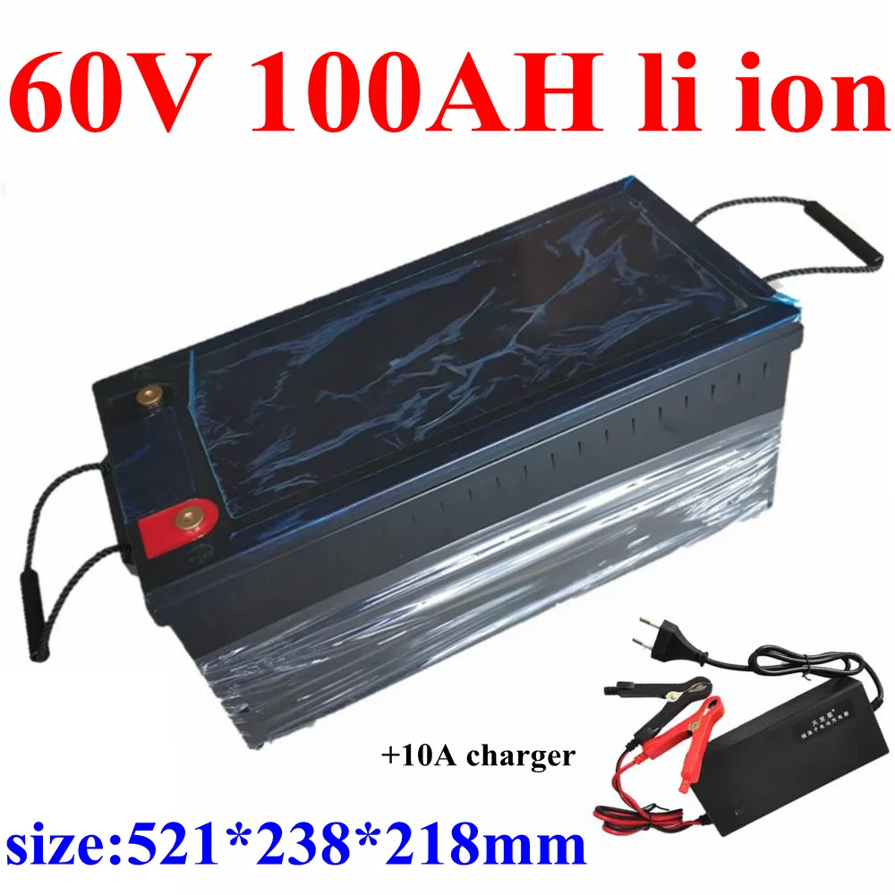 

lithium 60V 100AH li ion battery With BMS for 3500W 6000W scooter AGV demo Go Cart Skateboard bike +10A charger