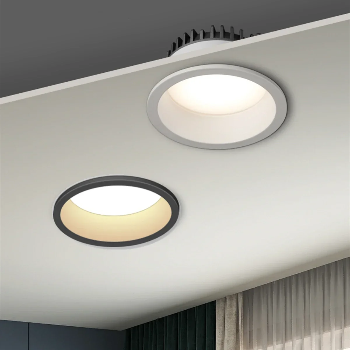 

High CRI Deep Anti-Glare LED Downlight Black/White Embedded Ultra-thin Ceiling Aluminum Spotlight 110/220V Dimmable