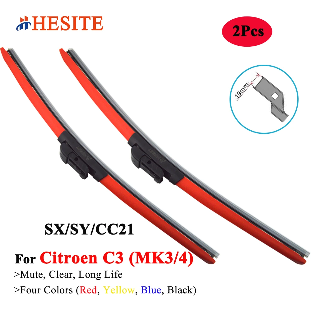HESITE Colorful Wiper Blades For Citroen C3 III IV SX SY CC21 Hatchback