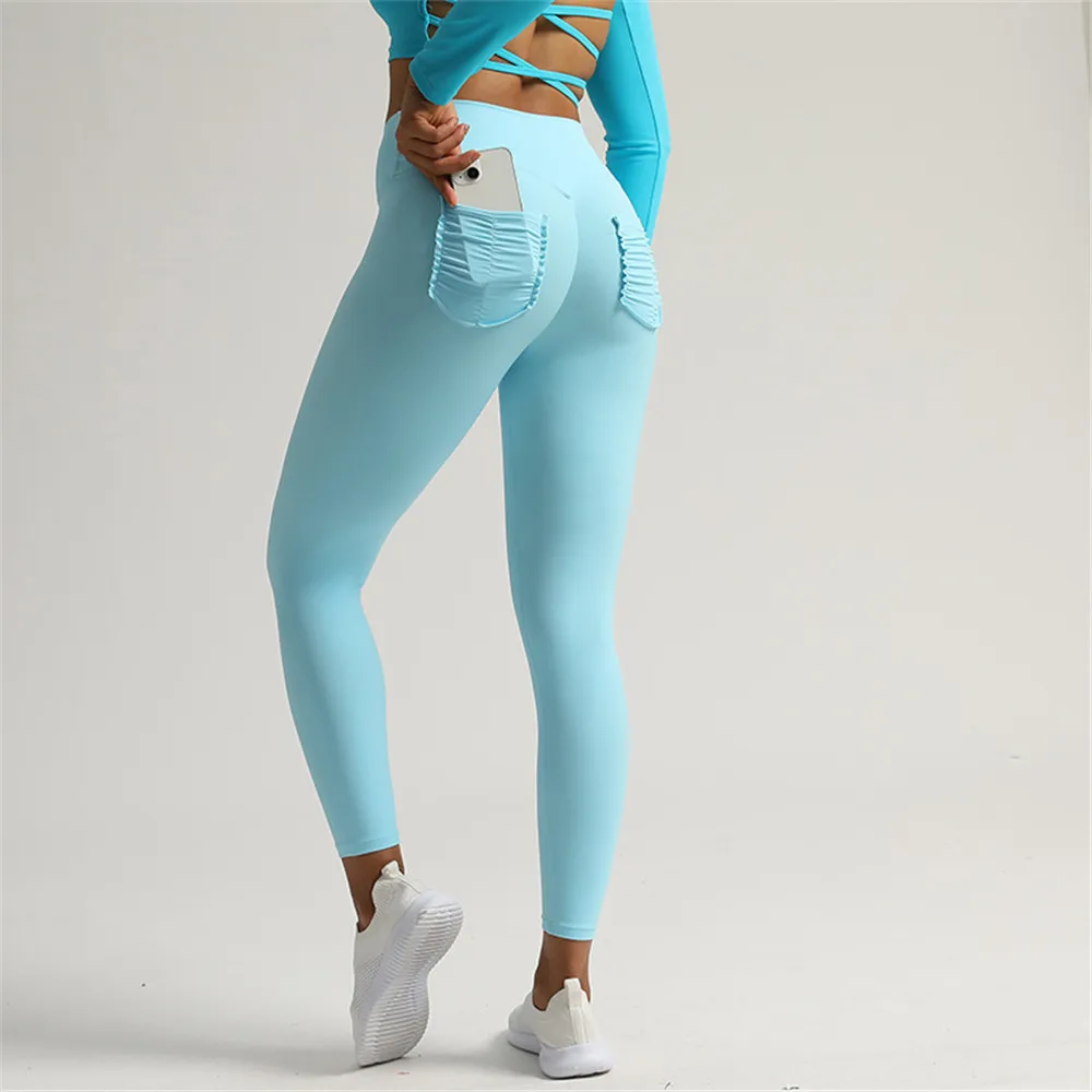 2023 V Waist Nylon Scrunch Yoga Pant Women Sport Legging Gym Squat Proof  Fitness Pant Hip Lift Workout Shorts Tights Active Wear - AliExpress