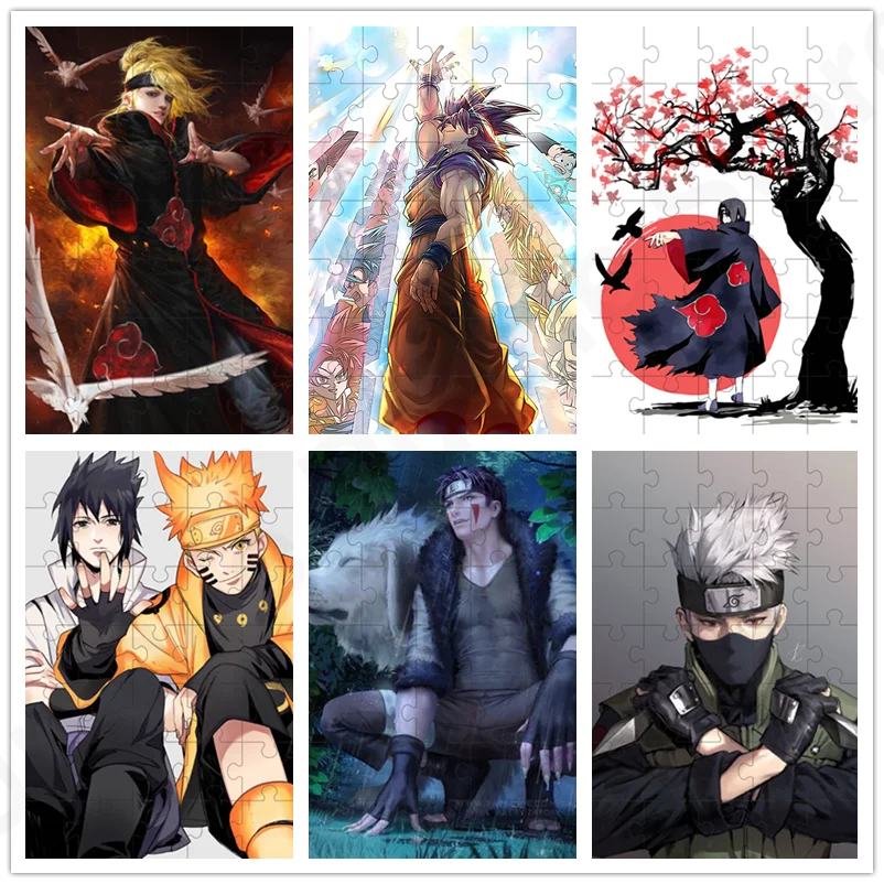 Anime Naruto Ninja Uchiha Sasuke Kakashi Wooden Jigsaw Puzzles Children's Educational Toys Learning Education Puzzle Gifts naruto shippuden ultimate ninja storm 4 pc