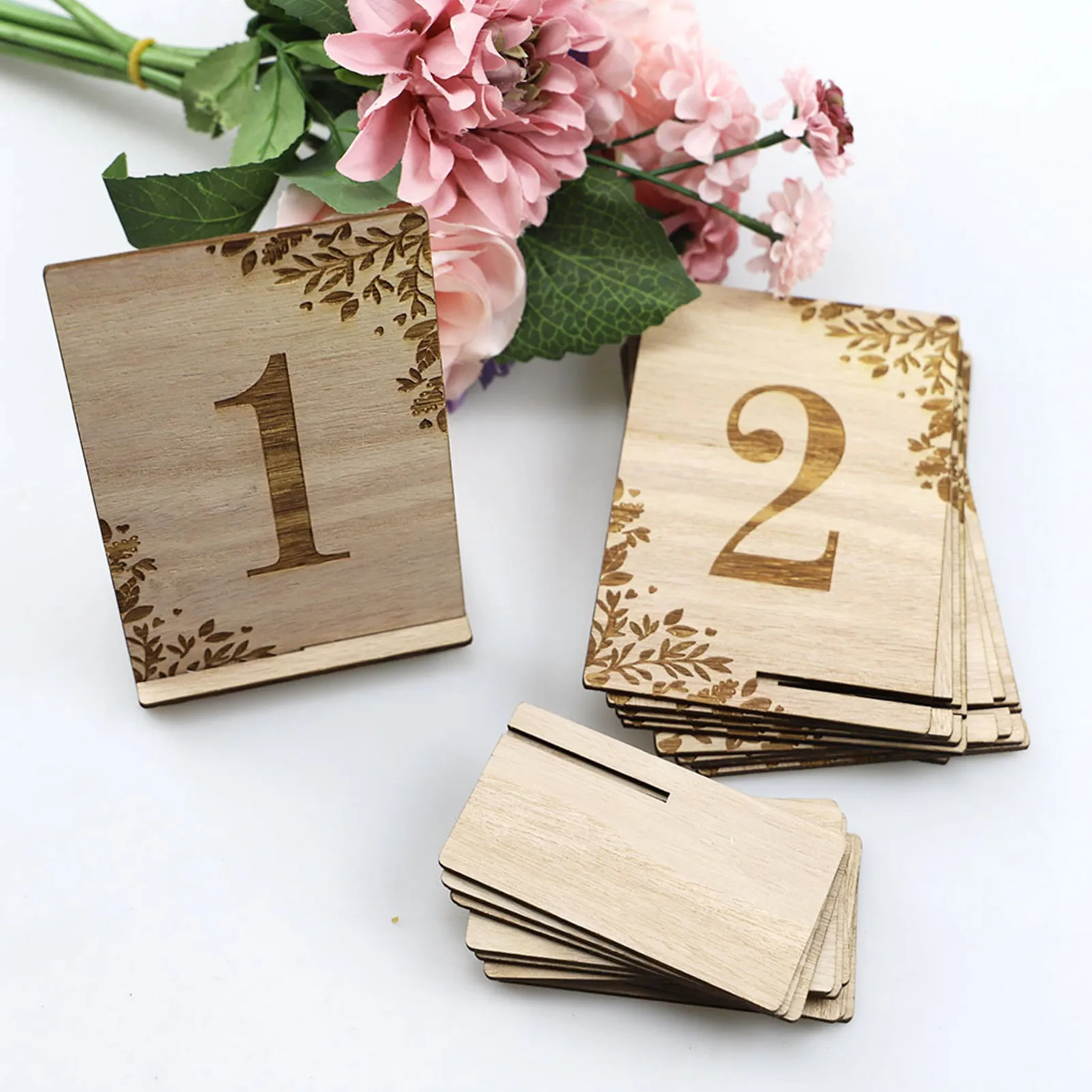 10Pcs 1-10 Numbers Wood Signs Wedding Table Number Wooden Table Numbers Birthday Party Engagement Seat Numbers Sign Gift