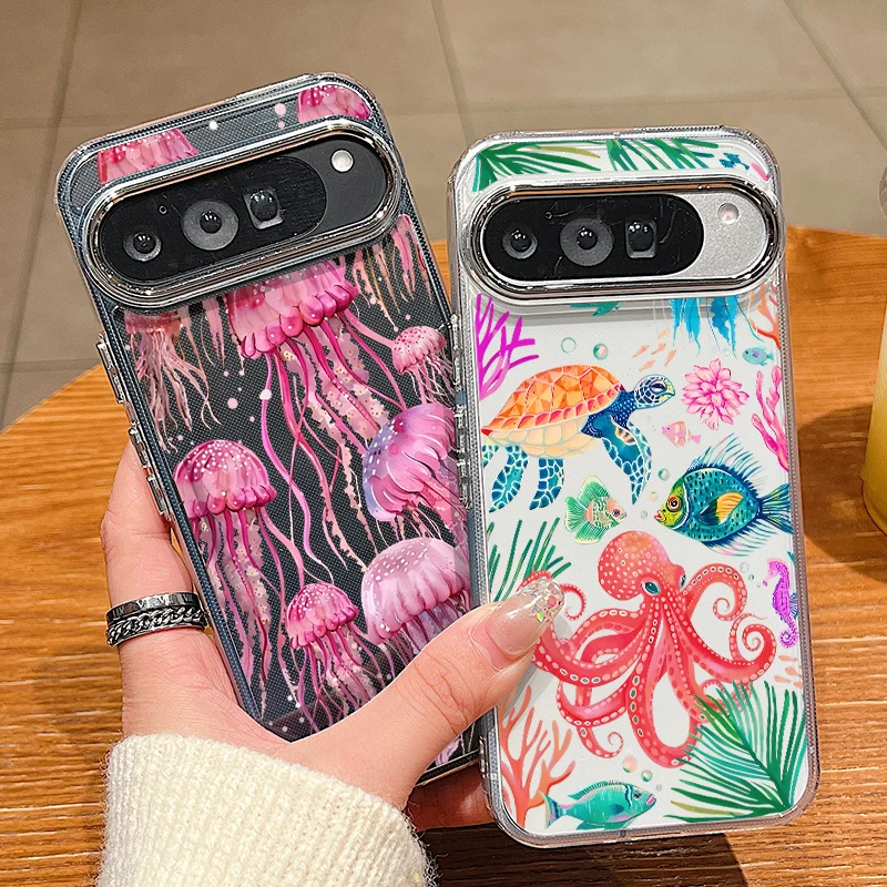 Jellyfish Turtle Ocean Print Shockproof Clear Phone Case