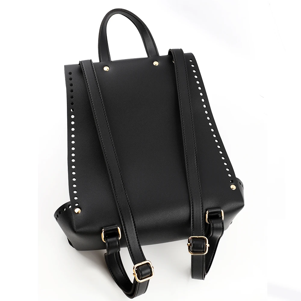 DIY Woven Backpack Set Handmade Leather Handbag Shoulder Strap Bottoms Knitting Bag with Hardware Accessories Black Brown Coffee