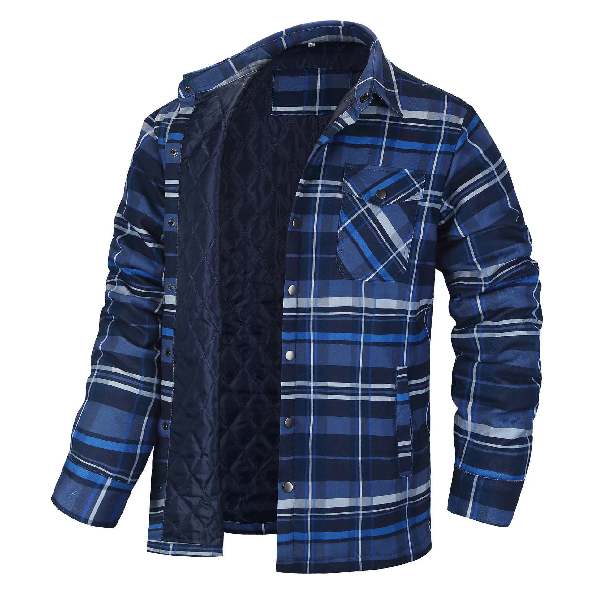 european and american men's clothing: 2025 new style long sleeved collar button down checked thick shirt men's jacket European and American men's clothing: 2025 new style long-sleeved collar button-down checked thick shirt men's jacket 2