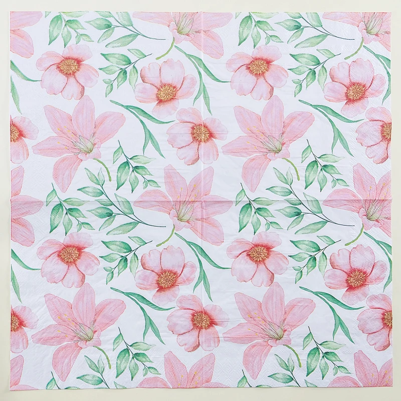 

10/20pcs/Pac 2-Ply Printed Napkins Restaurant Desktop Table Setting Paper Placemats Pink Flower Pattern Coloured Paper Napkins