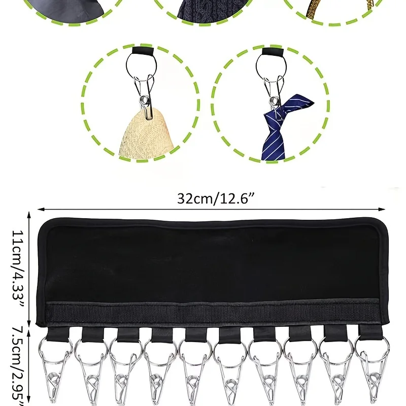 Foldable Hat Towel Hanger Hanging Rack Magic Binding Fabric Cap Hangers with Stainless Steel Clips Wardrobe Clothing Organizer 3