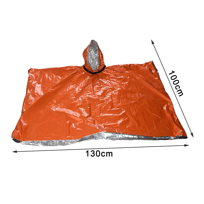 Emergency Water Proof Raincoat Aluminum Film Disposable Poncho Cold Insulation Rainwear Blankets Survival Tool Camping Equipment
