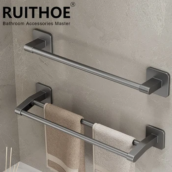 ห้องน้ําชั้นวางผ้าเช็ดตัวผ้าเช็ดตัวผู้ถือ Wall Mount ไม่มีเจาะ 30/40/50 ซม.ผ้าเช็ดตัวพลาสติก ABS บาร์คู่ 2 ชั้น Apartment 1