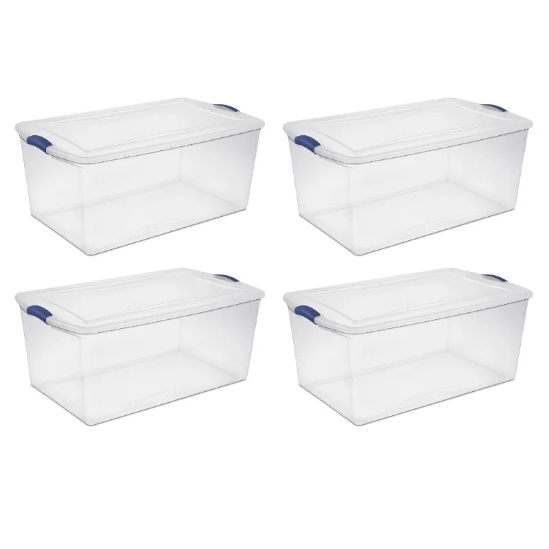 

Set of 4 Sterilite 105 Qt. Latch Box Plastic, Stadium Blue