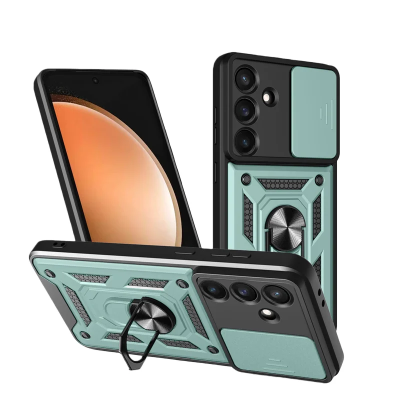 Slide Lens Protection Armor Case with Car Magnetic Bracket - Durable Protective Cover