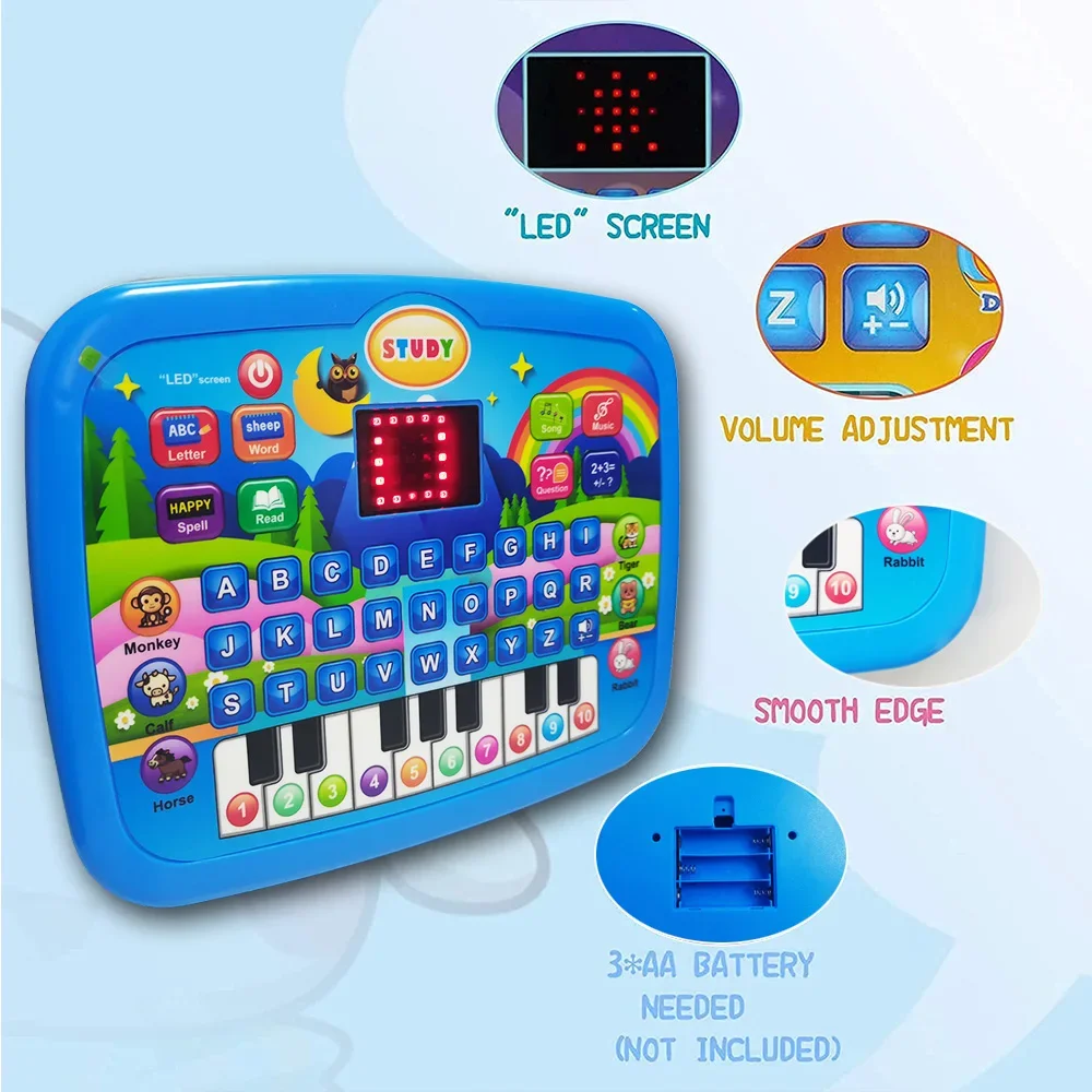 Learning Toys Kids Education Tablet Toy Age 3+ Literacy Math Music Learning Electronic Keyboard Birthday Christmas Gift