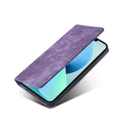 Premium Magnetic Leather Wallet Phone Case with RFID Protection & Card Slots - Luxe Edition for Honor Play 50 Plus5G (Purple)