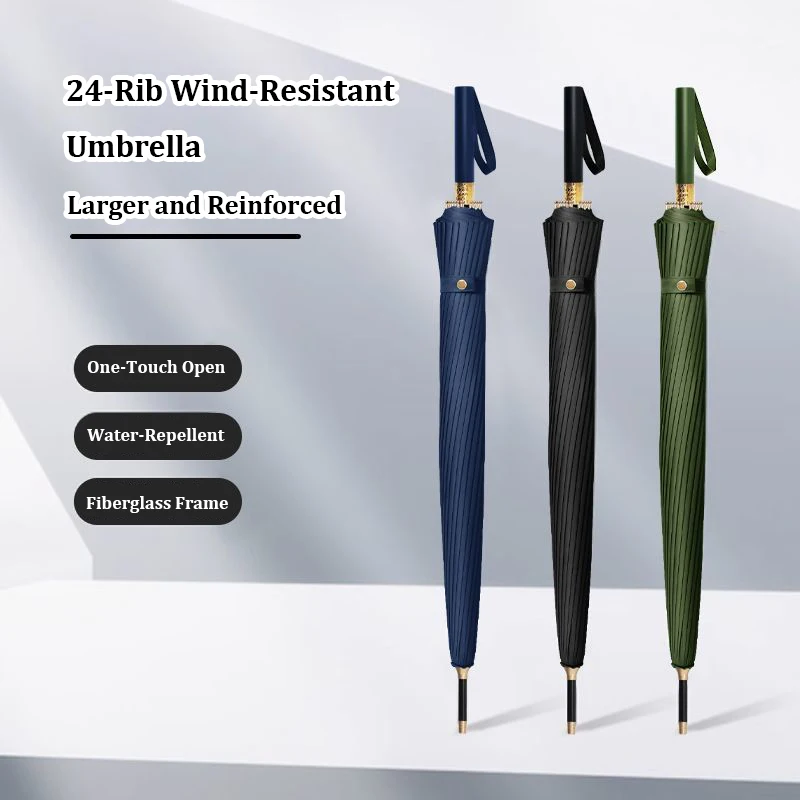 24 Ribs Luxury Windproof Large Umbrella Automatic Open Long Handle Business Golf Umbrella For Adult Men Women Premium Classic