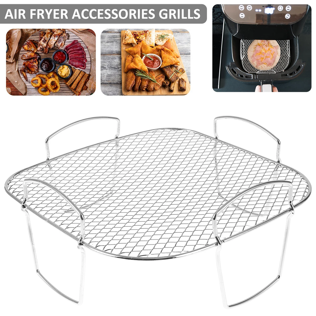 Square Air Fryer Rack Stackable Bacon Rack For Oven Baking Rack Circle Wire  Cooling Rack For Kitchen Cooking And Baking - AliExpress