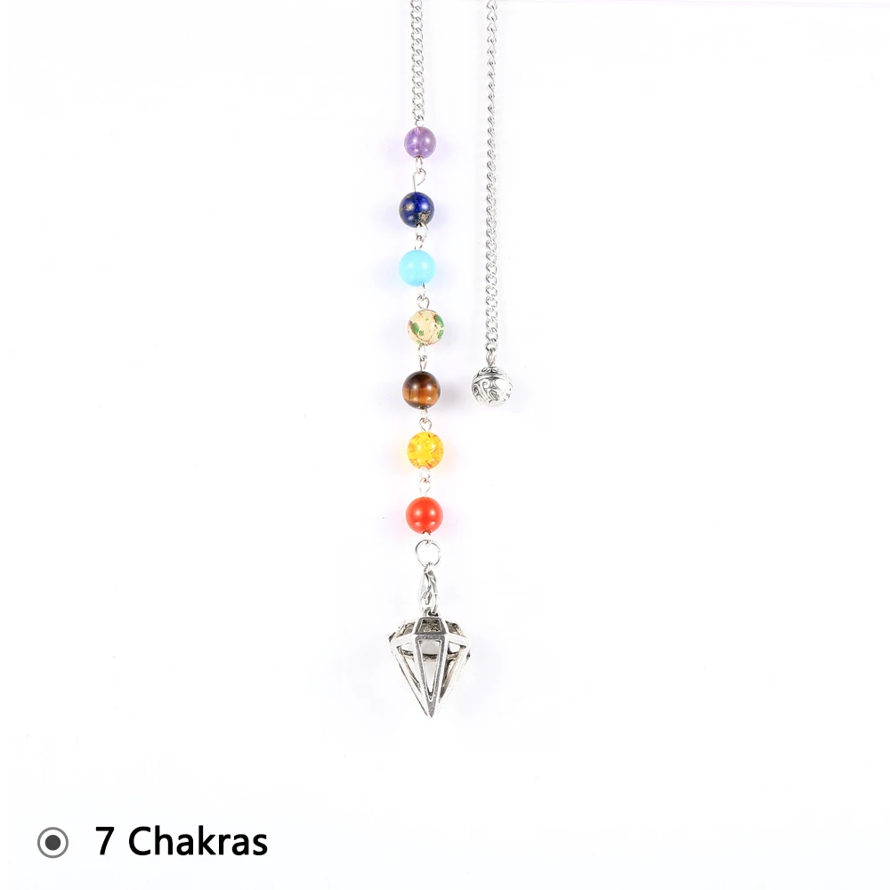 7 Chakra Healing Crystals Pendulum Pendant For Necklace Natural Stone Energy Generator Meditation Pendan For Women Reiki Jewelry