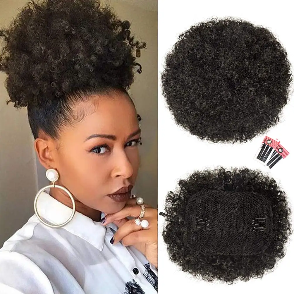 Dream Like Short Afro Puff Hair Bun Chignon Synthetic Accessories Drawstring Kinky Curly Ponytail Clip In Extensions For Women