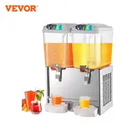 VEVOR Commercial Beverage Dispenser 18L 1/2/3 Tank Cold Beverage Dispenser Stainless Steel Juice Dispenser Thermostat Controller 1