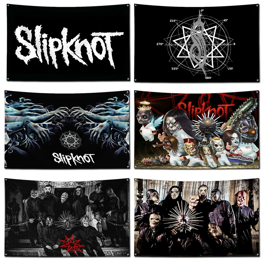 

Slipknots Heavy Metal Flag Polyester Digital Printing Banner 4 Sizes for Garage Wall Art Out Door Decoration With Brass Grommets