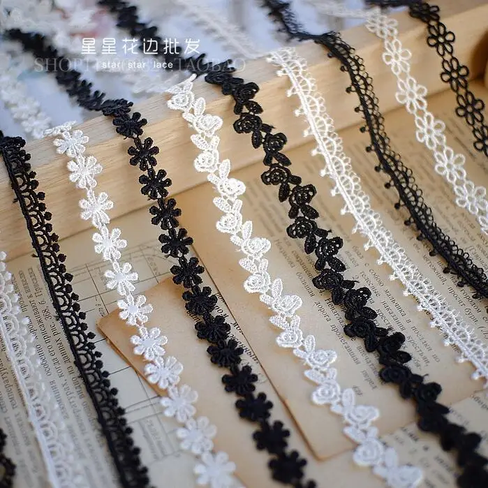 5 Yards White Black Flower Hollow Out Craft Garment Decorative Sewing DIY Hat Bag Dress Accessories Underwear Clothing Lace lace accessories