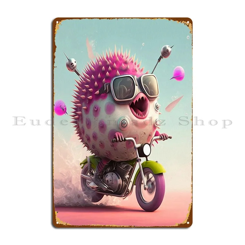 

Металлический плакат с напылением рыбы на мотоцикле, картина, дизайн кинотеатра, кухня, оловянный плакат