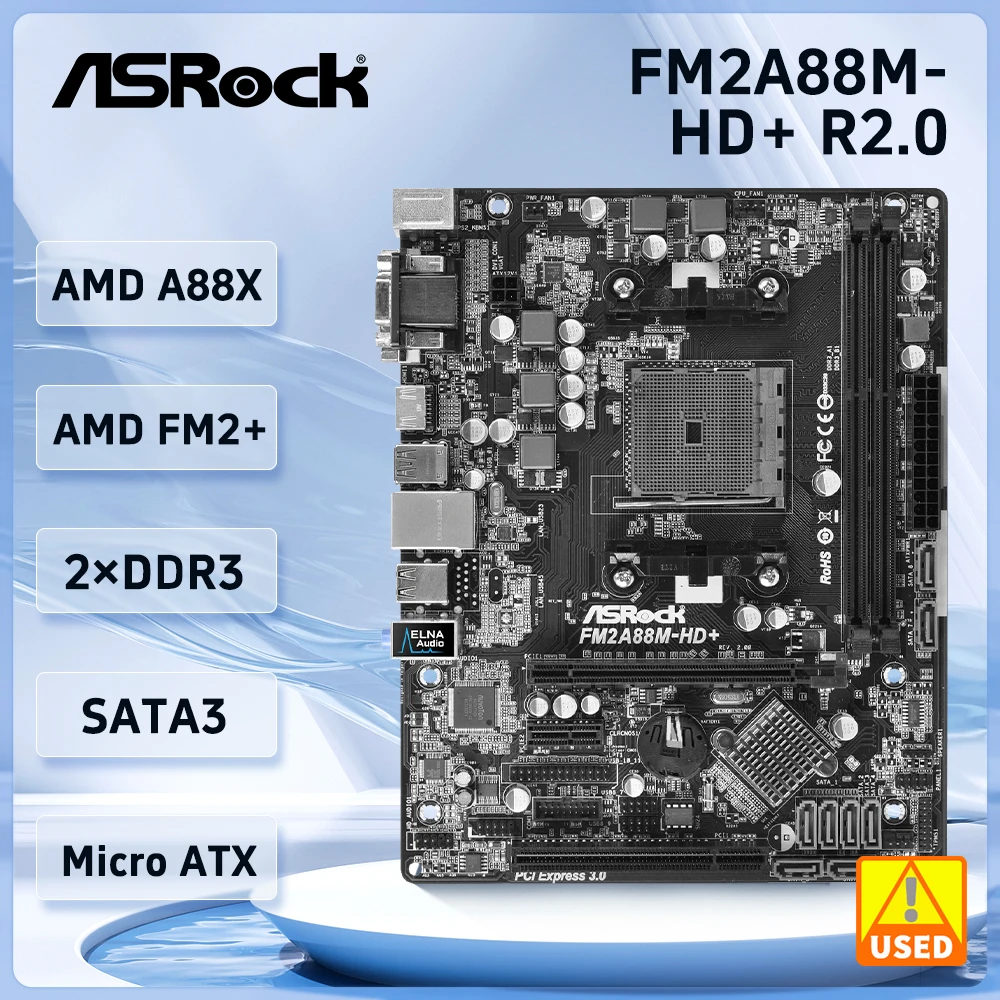 

ASRock FM2A88M-HD+ R2.0 Motherboard AMD A88X Socket FM2+ DDR3 32GB USB 2.0 HDMI PCI-E 3.0 Micro ATX support Athlon X4 A10 cpu