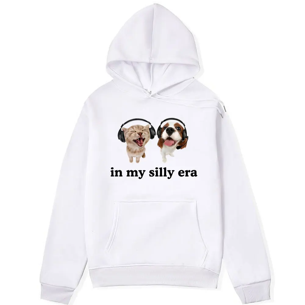 In My Silly Era Funny Meme Graphic Print Hoodie Dog Lover Gift Men Women's Sweatshirts Long sleeve Fashion Hoodies Streetwear