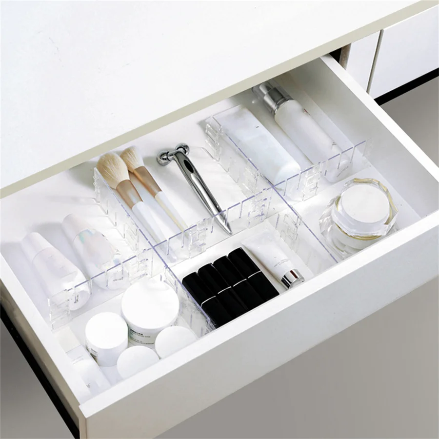 Divisori Per Cassetti Regolabili In Plastica: Set Da 8 Con 18 Scomparti Per Organizzare Calzini, Biancheria Intima E Trucco - 2