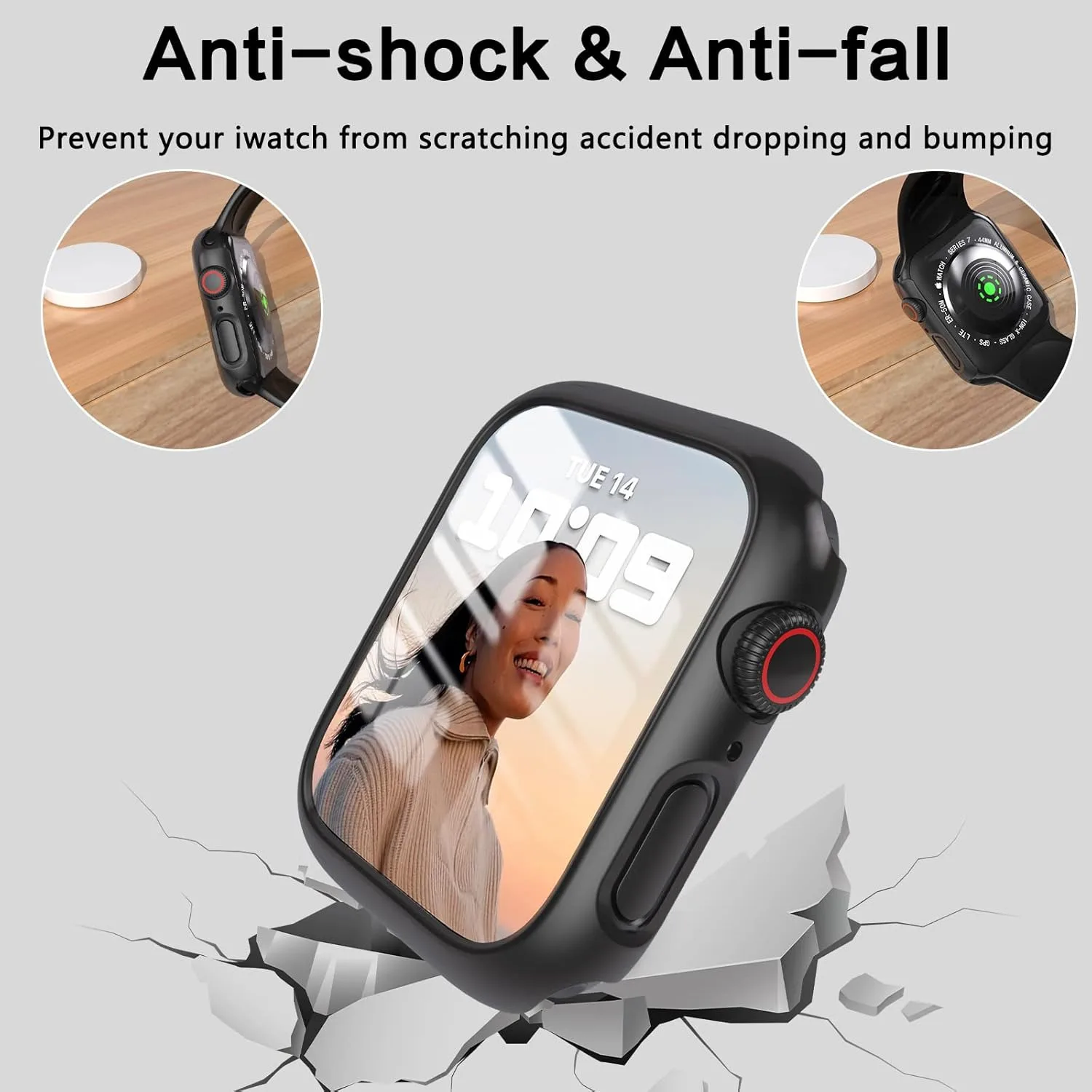 Premium Glass Screen Protector & Bumper Case for Apple Watch - Universal Fit