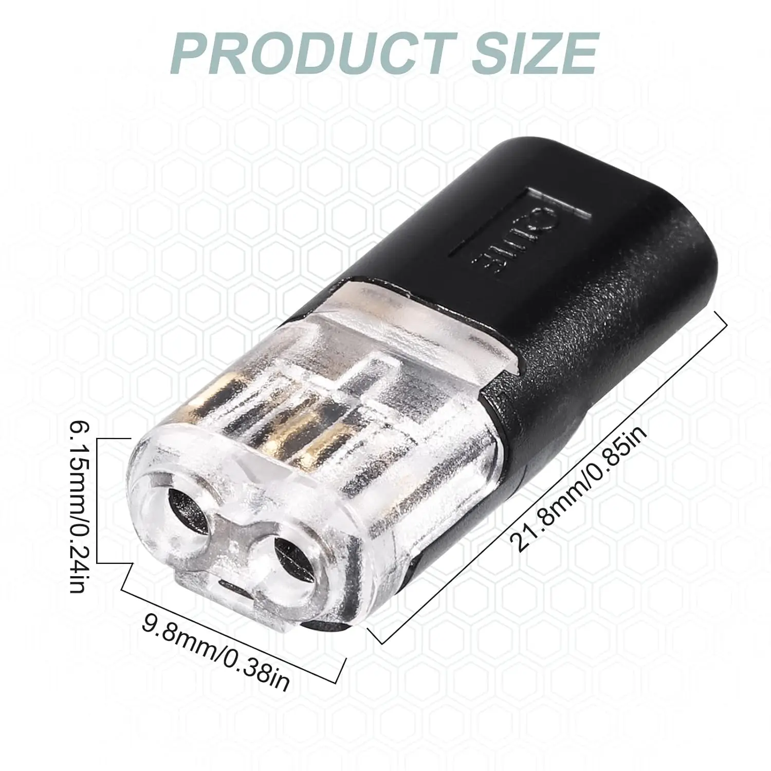 Pluggable LED Wire Connectors 2 Pin 2 Way Toolless Spring Wire Connectors Without Wire-Stripping Compact Wiring 20PCS