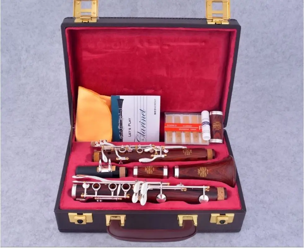 MORESKY Professional Cocobolo Clarinet A Tune 17 Keys Silver Plated Klarinet In La MA69