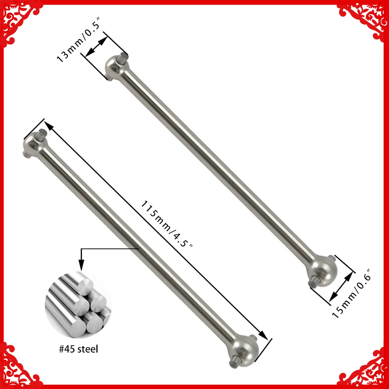 RCAWD ARA310953 107mm Dogbone Rear Drive Shaft For 1/7 Arrma