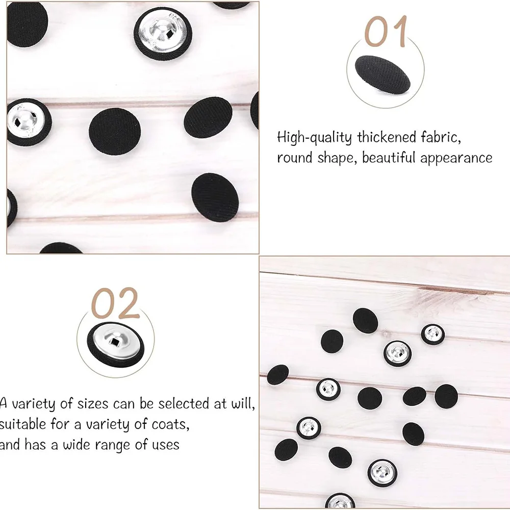 Chzimad 20Pcs 10/15/20Mm Handmade Satin Fabric Wrapped with Thin Button Flat Back DIY Decorative Button Cutting Pasting Craft 2