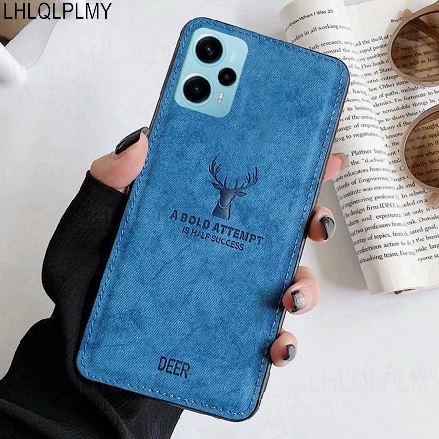 Fabric Cloth Deer Pattern Case For Xiaomi Poco F5 M6 F6 Pro X7 5G F7 Ultra M5S F4 GT C65 C75 13T Redmi 13C 14C Soft tpu Cover