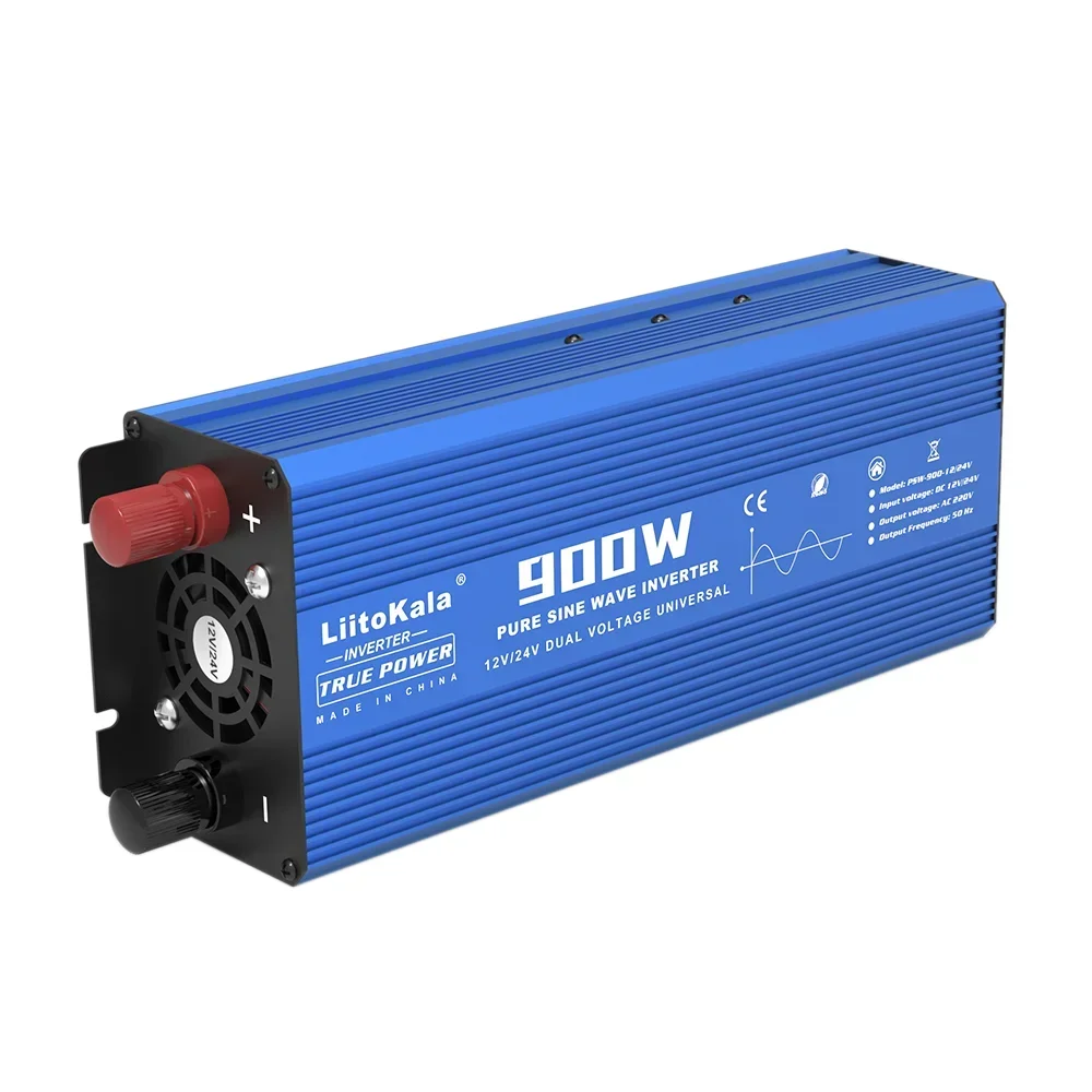 LiitoKala Intelligent 1200W/2400W Sine Wave Grid Solar Inverter 12V/24V Input 220V 50Hz Output Multiple Protection Metal Shell USB output