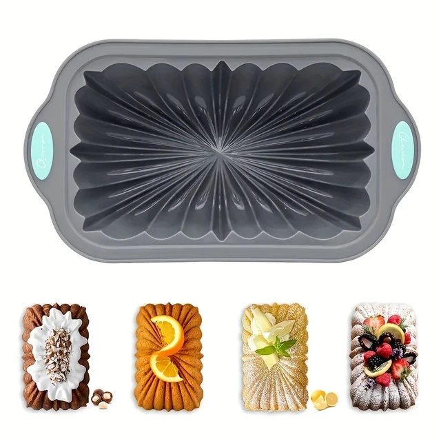 1pc Silicone Toast Cake Pans Rectangle Flower Shaped Cake Baking