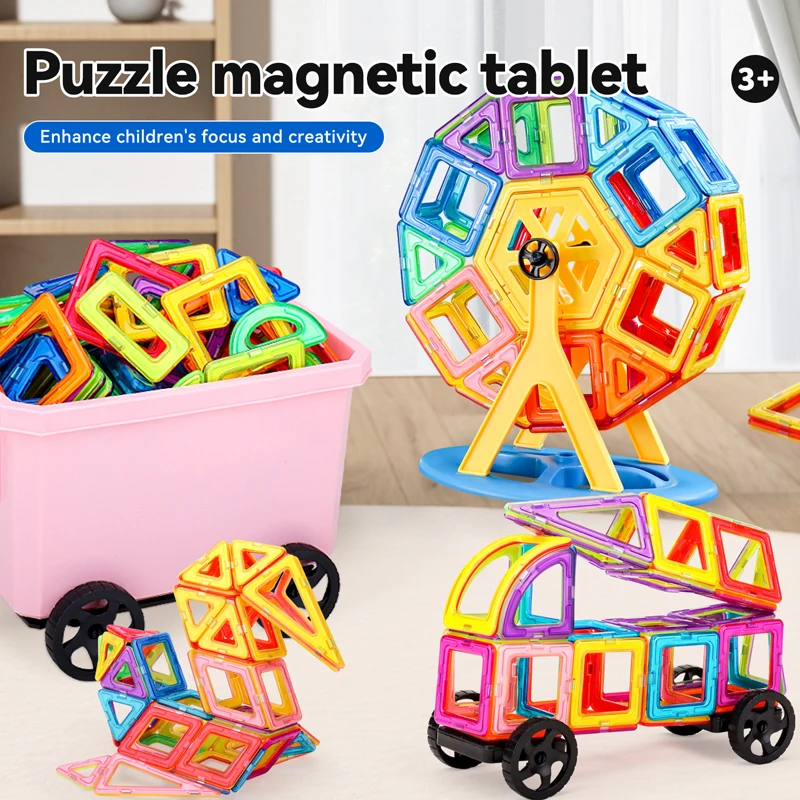 Medium Size Magnetic Blocks Magnetic Designer Constructor Set Model Building Bricks Educational Toys for Children 30-168pcs