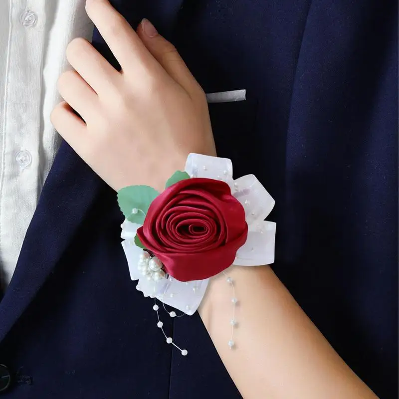 Corsage Bracelets Wrist Corsage Hand Wristlet Rose Flowers Corsages C