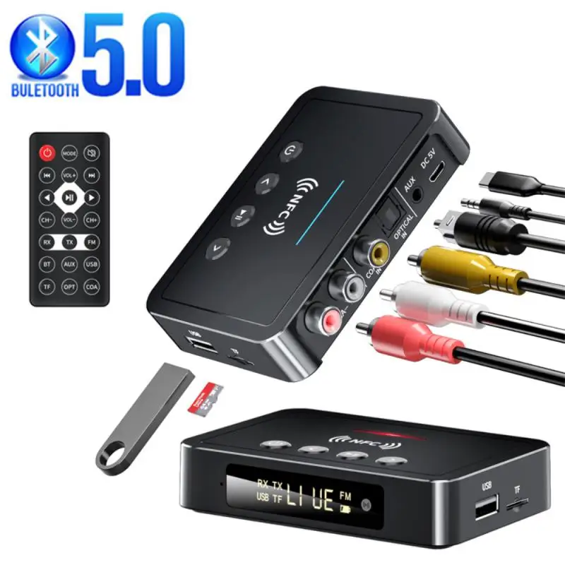 Bluetooth 5.0 Receiver Transmitter FM Stereo AUX 3.5mm Jack RCA Optical Wireless Handsfree Call NFC Bluetooth Audio Adapter TV