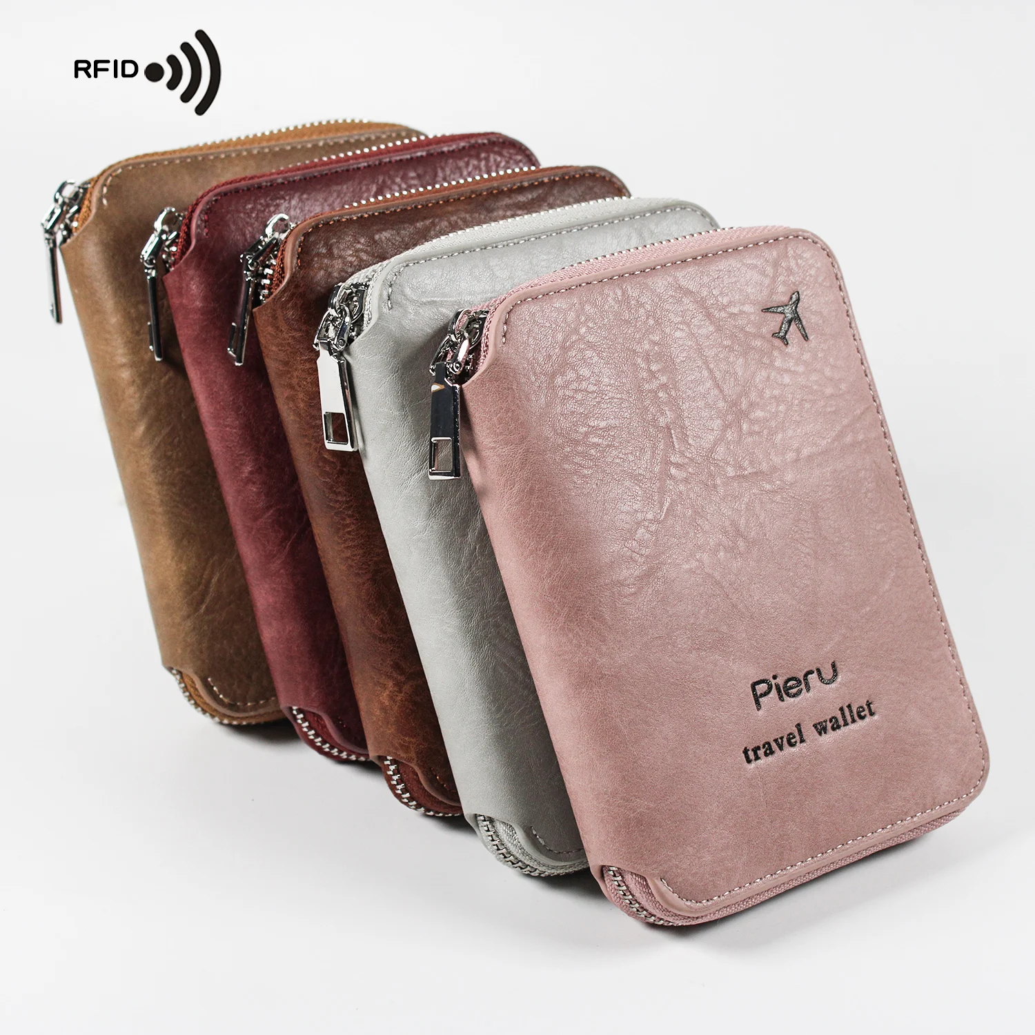 

Zipper passport cover bag multi-function RFID anti-theft brush outbound storage holder travel accessories essential