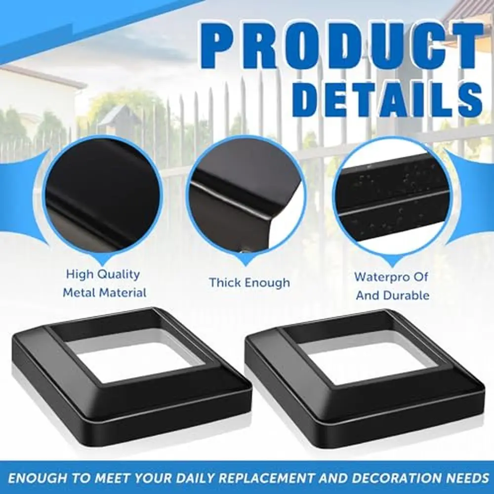 12 Pcs Black 4 x 4" Post Skirt Base Cover Metal Porch Columns Wraps Fence Stair Handrail 3.5 x 3.5" Internal Size Easy Install