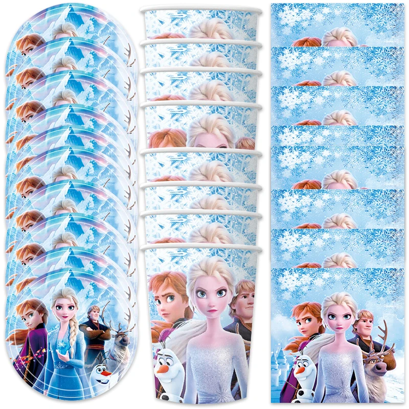 

60PCS Disney Frozen Theme Kids Boys Favors Cups Dishes Happy Birthday Party Baby Shower Plates Decorate Napkins Tableware Set