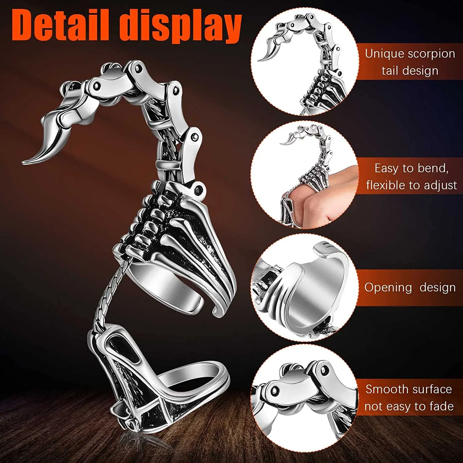 Anello Scorpione Aperto Regolabile In Lega: Design Gotico Punk Unisex A Dito Intero