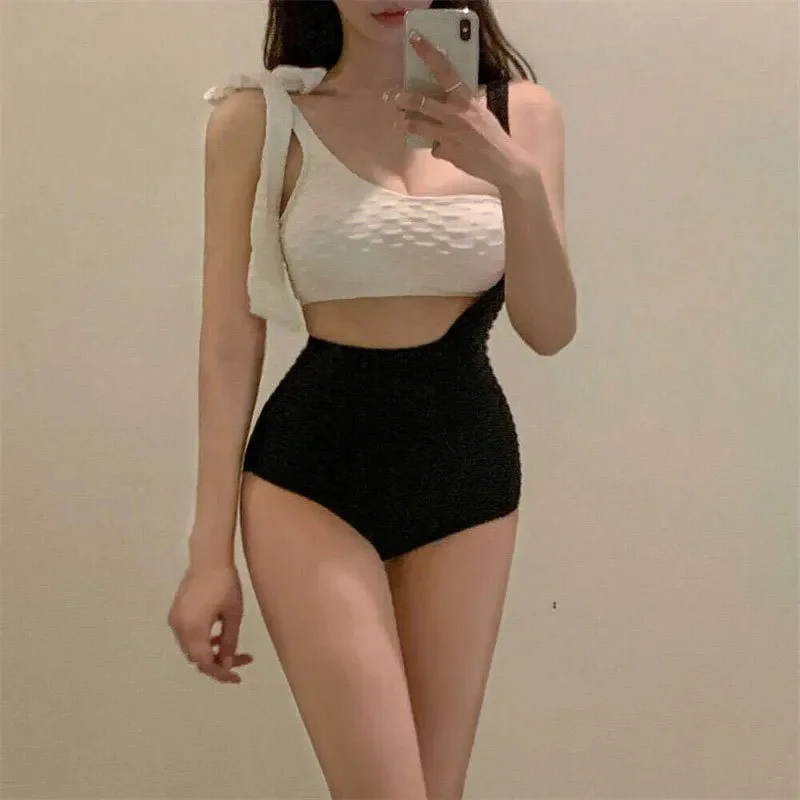 Conservative Style One-Piece Swimsuit Women's Thermal Spring Swimming Costume Sexy Slimming Gathered Fairy Look New Hot Sale Of 