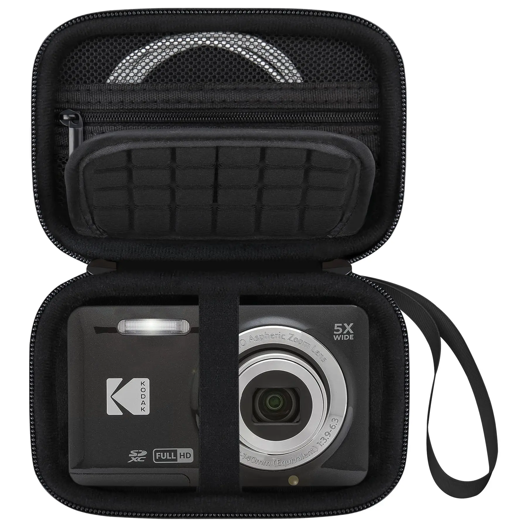 カメラキャリングケース KODAK PIXPRO FZ55 / FZ53 / FZ45 / FZ43 16MP デジタルカメラ用、カメラ収納ホルダー トラベルバッグ、ブラック