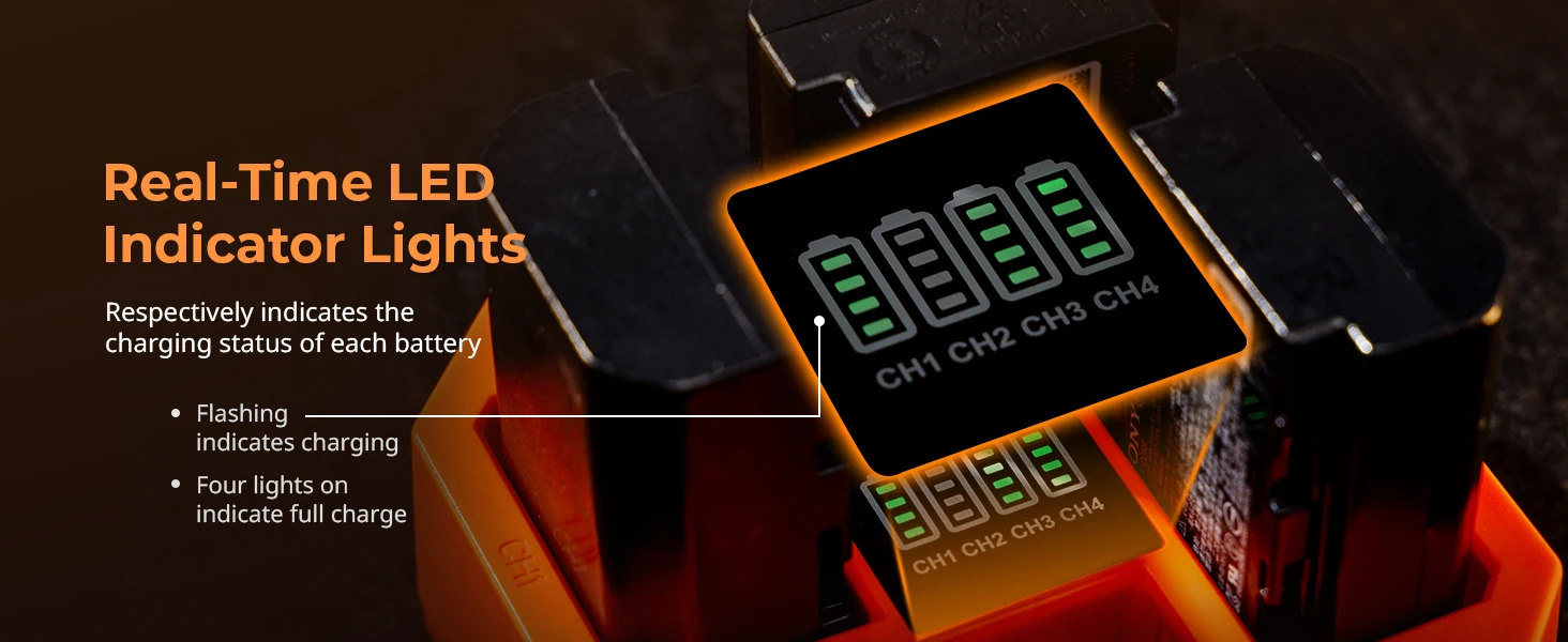 for NP-FZ100 4-Channel Camera Battery Charger w 60W Fast Charging, LED Display 4
