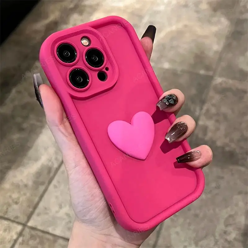 thumbnail image 1 of S 22 23 21 20 Cute 3d Love Heart Silicone Case For Samsung Galaxy S22 S21 S20 S23 Fe Ultra Plus 5g Women Matte Back Cover S20fe, 1 of 5