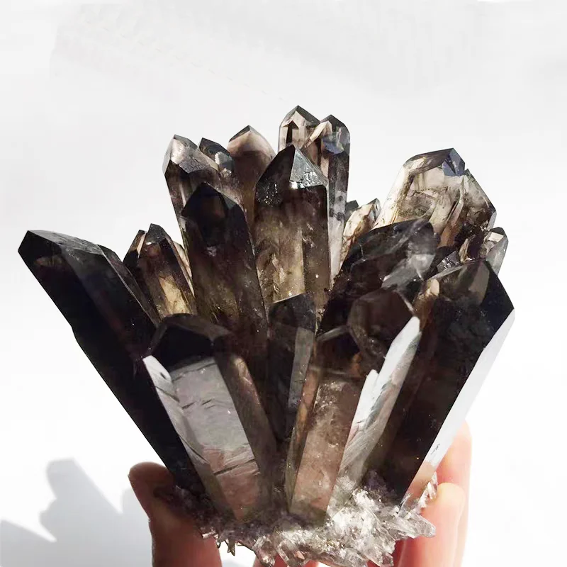 Natural raw ore black crystal cluster, healing rare ore specimens fine crystal ornaments