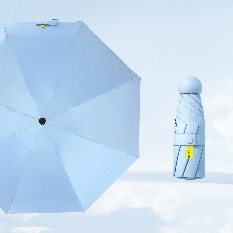 Ultra-light 5-fold umbrella vinyl 8-bone parasol protection against ultraviolet sun umbrella rain dual-purpose folding pocket
